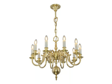 AMSTERDAM 10 ARMED CHANDELIER SMALL - Brass chandelier by Patinas Lighting - view 3